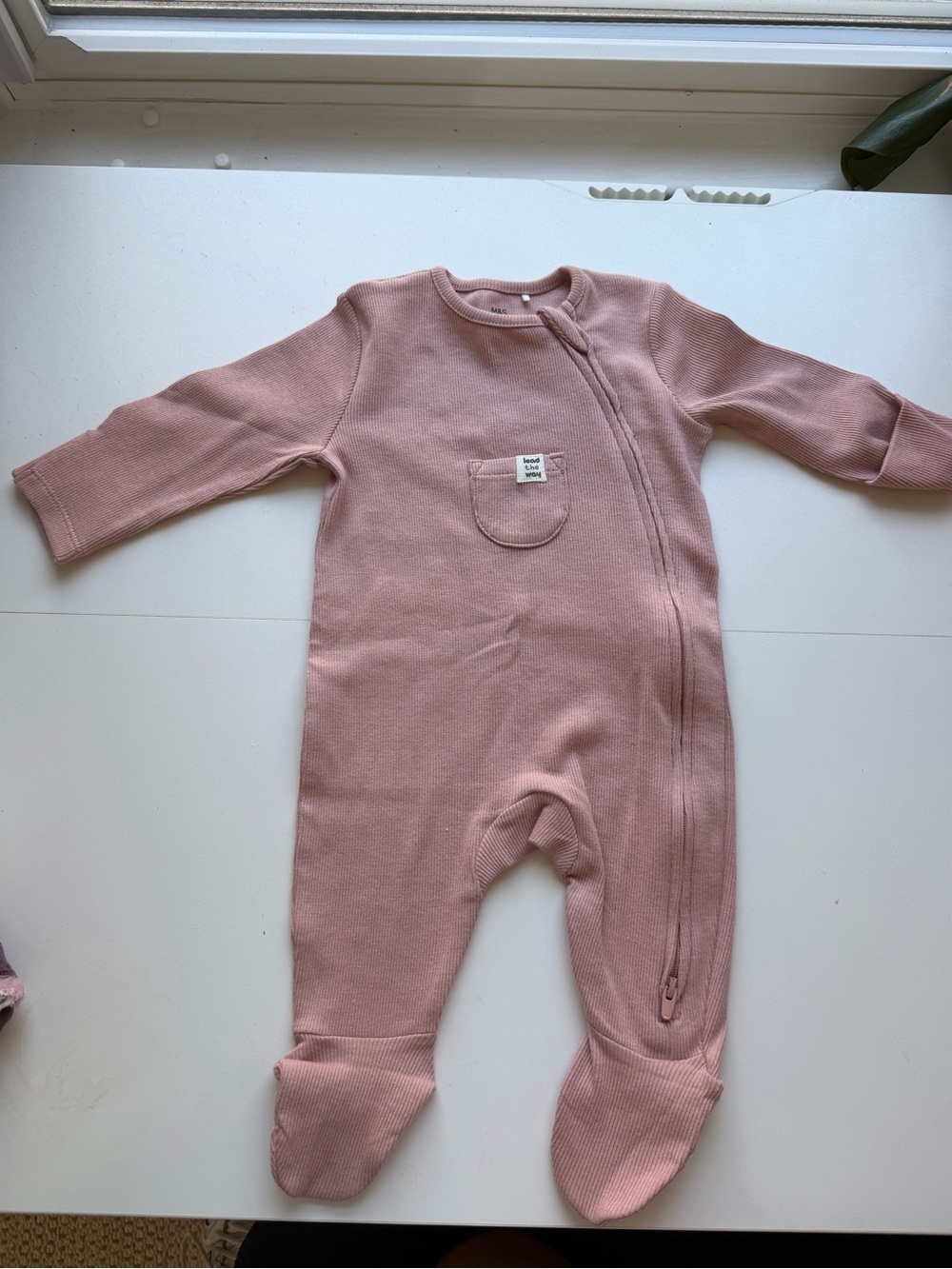 Marks & Spencer Baby Footed Romper in Dusty Pink